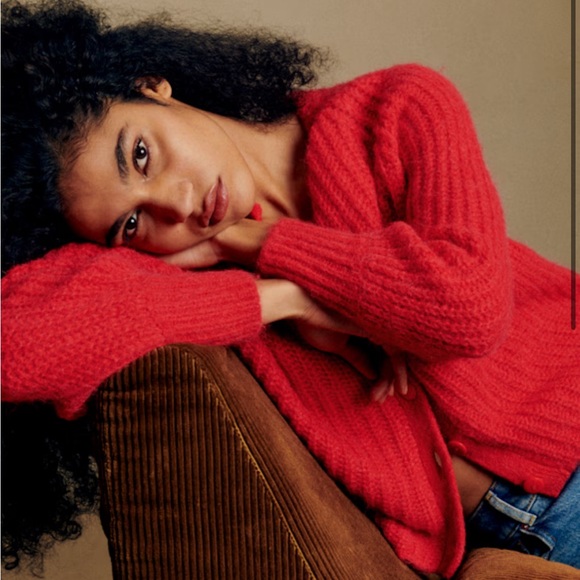 Sezane Emile Cardigan Sweater Red XS - Picture 2 of 7